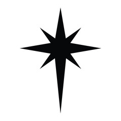 Fototapeta premium Bethlehem North Star vector icon. Christmas symbol. Black silhouette isolated on white background.