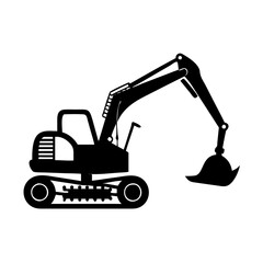 backhoe icon, backhoe silhouette vector illustration-simple silhouette illustration of backhoe, perfect for backhoe logos and icons