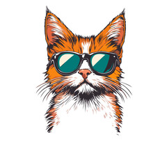 Obraz premium Cat with Sunglasses Pink Splash