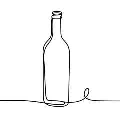 Minimalist line art of a bottle with a flowing line design  
