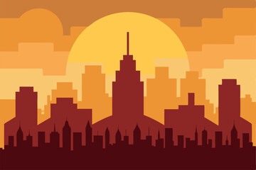 Fototapeta premium golden-hour-sky-over-a-city-skyline---.eps