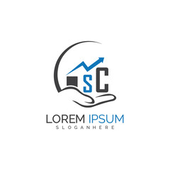 initial monogram logo With the upward progress suggested by the arrow design.
