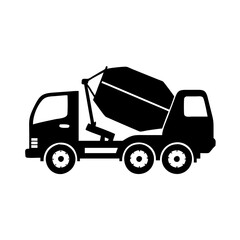Fototapeta premium cement mixer truck icon, cement mixer truck silhouette vector illustration-simple silhouette illustration of cement mixer truck, perfect for cement mixer truck logos and icons