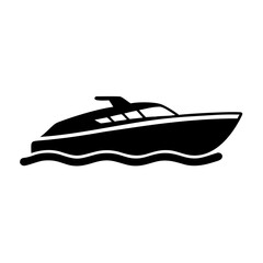 speedboat icon, speedboat silhouette vector illustration-simple silhouette illustration of speedboat, perfect for speedboat logos and icons