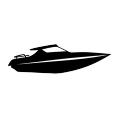 speedboat icon, speedboat silhouette vector illustration-simple silhouette illustration of speedboat, perfect for speedboat logos and icons