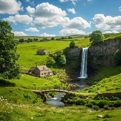 waterfall in the mountains
