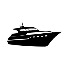 yacht icon, yacht silhouette vector illustration-simple silhouette illustration of yacht, perfect for yacht logos and icons