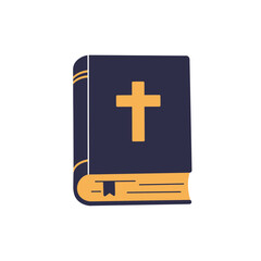 Obraz premium Sacred Scripture Icon: A simple illustration of the Holy Bible, adorned with a prominent cross on its cover, symbolizing faith, guidance, and the core tenets of Christianity.