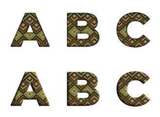 Knitted pattern Ethnic Fabric  A, B, C  Alphabet letter text typography font PNG