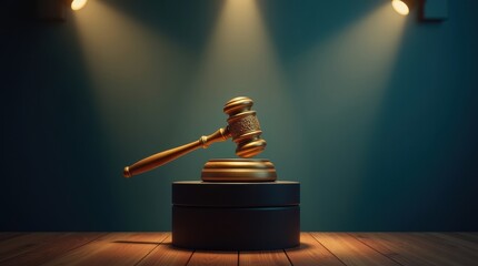 Law day celebration judicial courtroom image of gavel professional environment artistic viewpoint