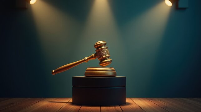 Law day celebration judicial courtroom image of gavel professional environment artistic viewpoint