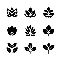 Leaf Silhouette Vector Bundle Black and White Leaf Clipart EPS Illustration