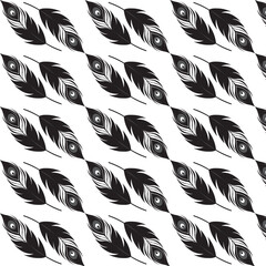 Black and White Abstract Peacock Feather Pattern