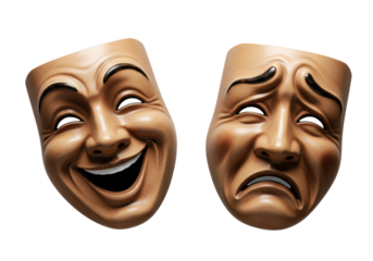 Isolated Masks of Comedy and Tragedy Expressing Emotions