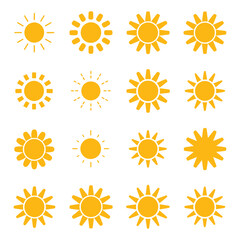 Sun simple icons collection. Vector illustration, Sun Logo Design