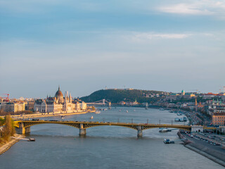 Fototapeta premium Budapest Landscape, Parliament, Citadella, Danube, Castle