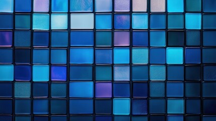 Abstract background of vibrant blue square tiles.