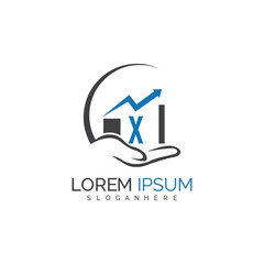 initial monogram logo With the upward progress suggested by the arrow design.
