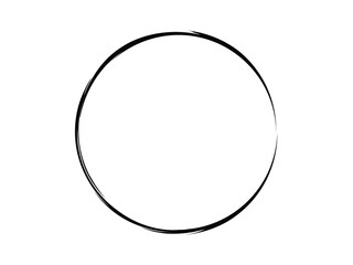 Grunge circle made of black paint using art brush. Grunge oval shape made for marking.