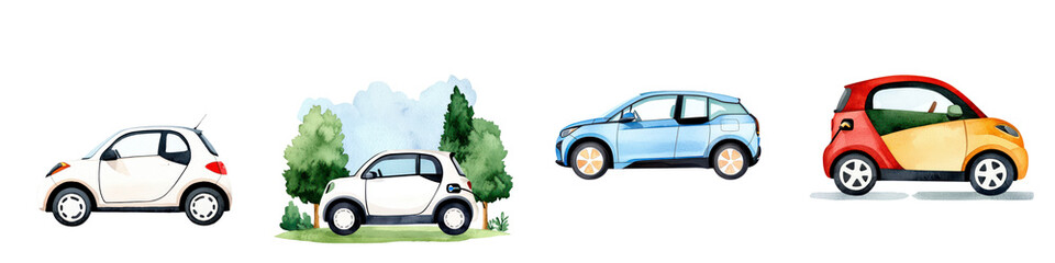 Fototapeta premium Colorful Compact Cars in a Bright and Cheerful Urban Setting