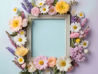 Beautiful Flower Border Frame Background with Blank Center Space for Text