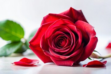Close-up of a Single Rose Flower Isolated on White Background - Shallow Depth of Field