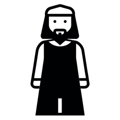 Simple Black and White Icons of Men and Women in Traditional Middle Eastern Attire