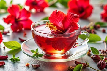 Close-up of Hibiscus Tea, Tilt-Shift Miniature Photography