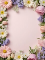 Beautiful Flower Border Frame Background with Blank Center Space for Text