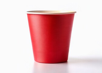 Close-up Red Paper Cup Isolated on White Background - High-Resolution Stock Photo