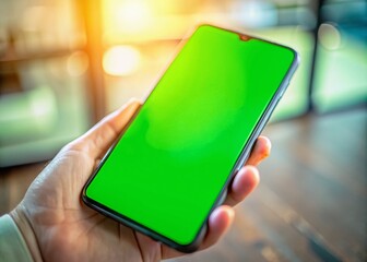 Close-up Smartphone Green Screen: Dynamic Chroma Key Background for Video Editing