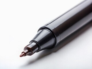 Close-up Studio Shot of a Black Marker Pen on White Background