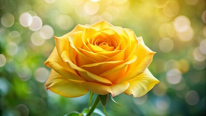 Close-Up Yellow Rose, Shallow Depth of Field, Garden Bloom, Macro Photography