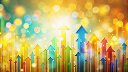 Colorful Arrows Upward Trend Growth Success Yellow Background Bokeh Stock Photo