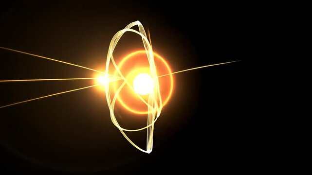 Animation of an Atom Core with Orbiting Electrons, Representing Scientific Concepts