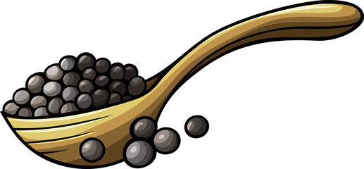 Doodle cartoon funny spoon with caviar