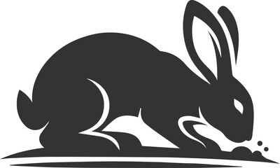 Vector silhouette of a rabbit animal black