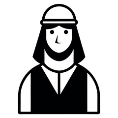 Simple Black and White Icons of Men and Women in Traditional Middle Eastern Attire