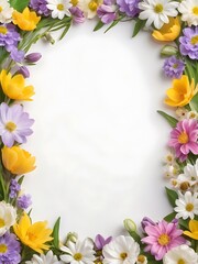 Obraz premium Beautiful Flower Border Frame Background with Blank Center Space for Text