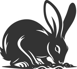 Vector silhouette of a rabbit animal black
