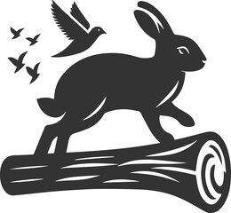 Vector silhouette of a rabbit animal black