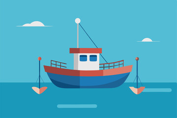  a-small-fishing-boat-floating-on-the-calm-sea
