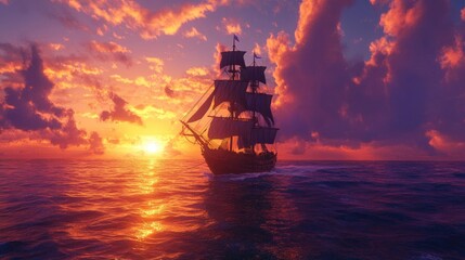 Obraz premium Idyllic Dusk by the Sea with the Ocean Wrapped in Warm Sunset Tones