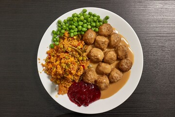 Swedish meatball dish served
