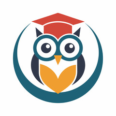Minimalist Owl Mascot Logo Vector  Educational Icon Design in Circle Style