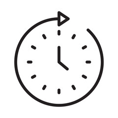 Clock time icon outline collection in black and on white background