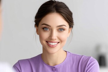 Fototapeta premium A smiling patient receiving dental implants consultation