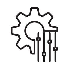 control panel icon outline collection in black and on white background