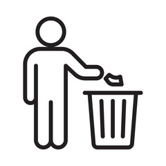 Do not litter icon outline collection in black and on white background