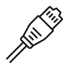 ethernet cable plug icon outline collection in black and on white background